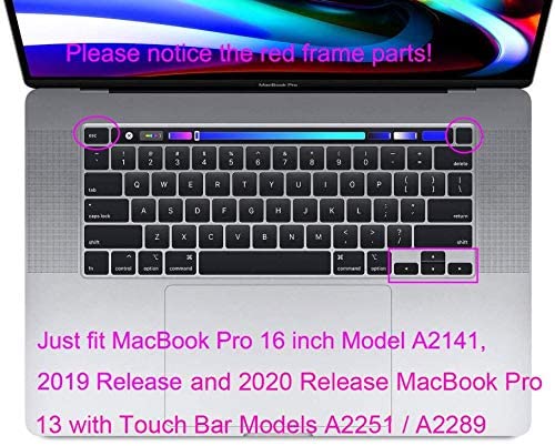 Photo 2 of English Language Silicone Keyboard Skin Compatible with 2020 2019 MacBook Pro 16 inch with Retina Display Model A2141, 2022 2021 2020 MacBook Pro 13 inch with M2/M1 Chip A2338 A2289 A2251 (Black)