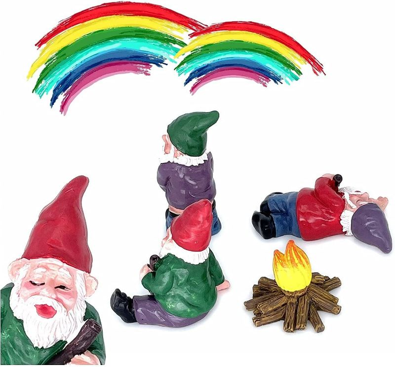 Photo 2 of 4pcs Fairy Garden Accessories Collectible Figurines Miniature Gardening Gnomes Figurines Ornaments My Little Friend Gnome- Drunk Garden Gnome Kit offor Fairy Garden