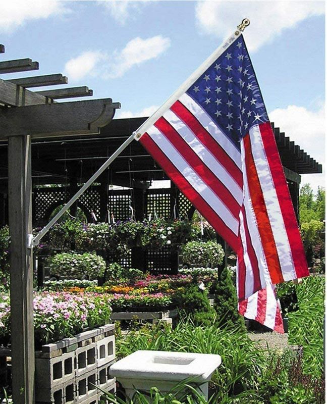 Photo 4 of  American Flag Pole Kit for House-5FT Silver Flag and Pole with Wall Mounted Bracket and 3x5 Embroidered US Flag Rustproof Tangle Flag Pole for House Yard