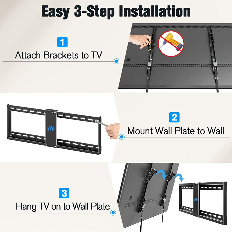 Photo 3 of Mounting Dream TV Mount for Most 37-70 Inch TV, Universal Tilt TV Wall Mount Loading Capacity 110lbs, Max Vesa 600 x 400mm, Low Profile Flat Wall Mount Bracket