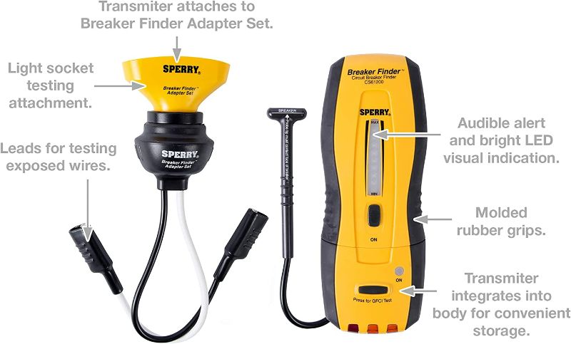 Photo 2 of Sperry Instruments CS61200P Electrical, 120V AC, 60Hz, Includes: CS61200AS Light and Switch, 2 Pc Circuit Breaker Finder and Accessory Kit