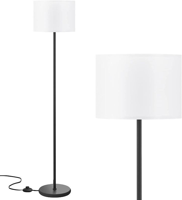 Photo 1 of LED Floor Lamp Simple Design, Modern Floor Lamp with Shade, Tall Lamps for Living Room Bedroom Office Dining Room Kitchen, Black Pole Lamp with Foot Switch(Without Bulb)