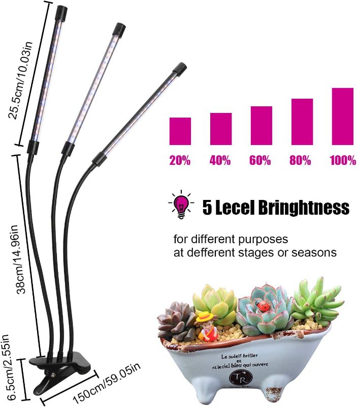 Photo 3 of Grow Lights for Indoor Plants, 30W Plant Growing Lights Indoor Auto LED Lights with Red Blue Light, Adjustable Plants Lights with 3/6/12H Timer, 5 Dimmable Brightness Grow for Indoor Outdoor Plants