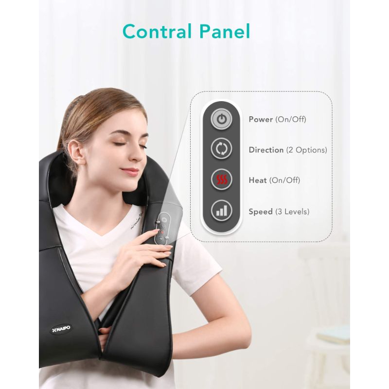 Photo 2 of Naipo Shiatsu Back and Neck Massager with Heat Deep Kneading Massage for Neck, Back, Shoulder, Foot and Legs, Use at Home, Car, Office