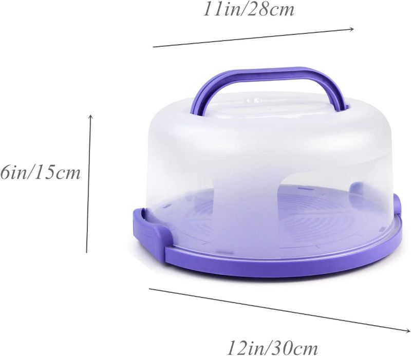 Photo 3 of Cake Carrier with Handle 10in Cake Stand Purple Cake Holder with Lid Round Cake Container for 10in or Less Size(Purple)