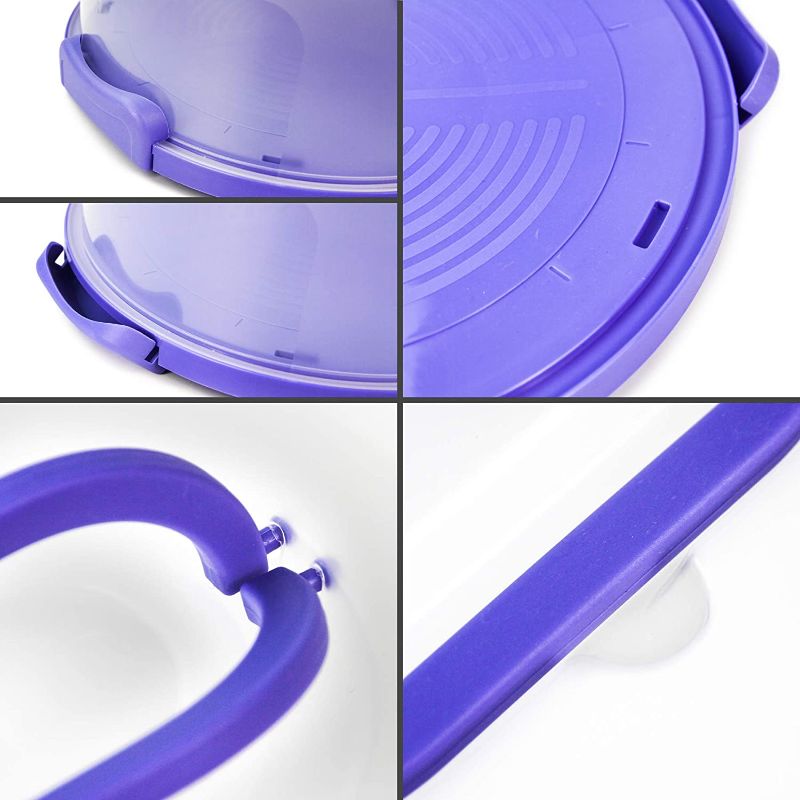 Photo 5 of Cake Carrier with Handle 10in Cake Stand Purple Cake Holder with Lid Round Cake Container for 10in or Less Size(Purple)