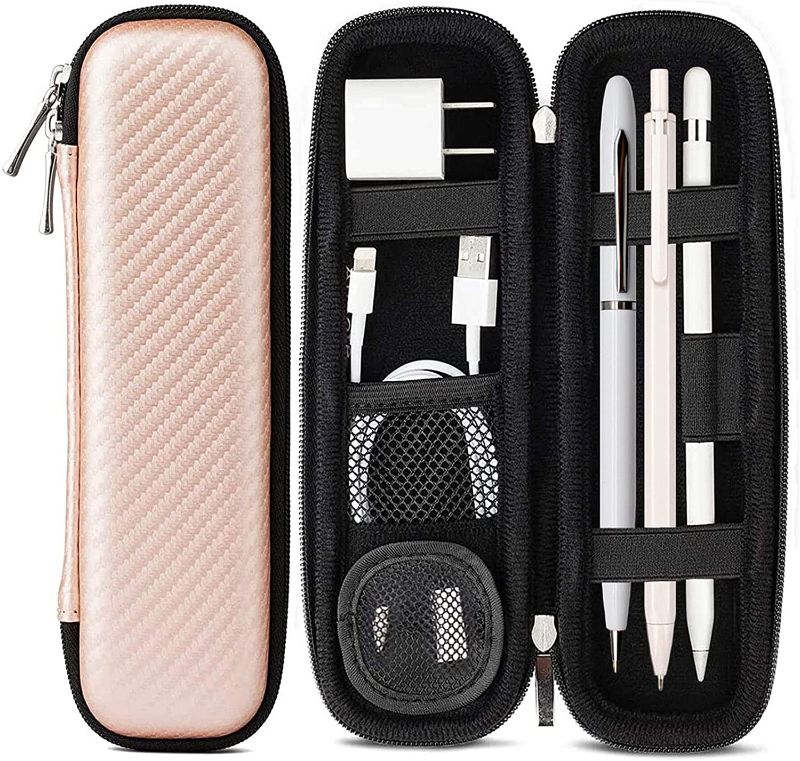 Photo 1 of Apple Pencil Case Holder, Apple Pen Accessories,1 Pouch for Pencil Tips Elastic Strap Sleeve Pocket Protective Carrying Case for USB Cable Earphone,Samsung Stylus iPad Pro Pen Pencil Holder Rose Gold