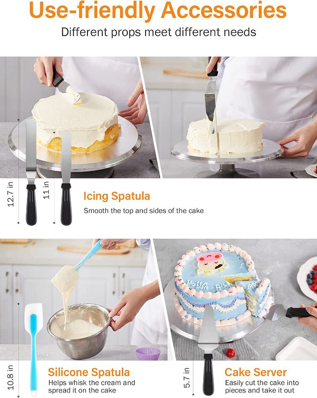 Photo 4 of Kootek 177 Pcs Cake Decorating Kits Supplies - Aluminium Alloy Revolving Cake Turntable, Numbered Cake Decorating Tips and Frosting Tools for Baking Cupcake Cookie Muffin Kitchen Utensils