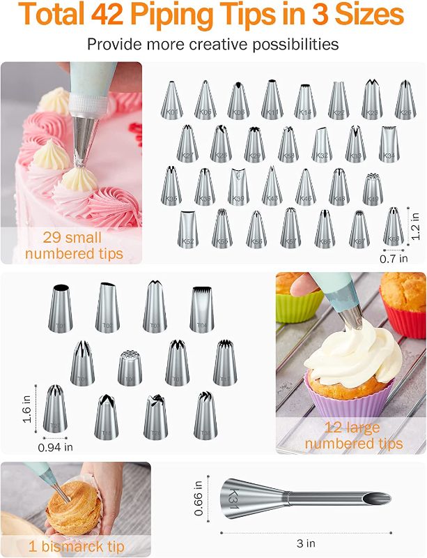 Photo 3 of Kootek 177 Pcs Cake Decorating Kits Supplies - Aluminium Alloy Revolving Cake Turntable, Numbered Cake Decorating Tips and Frosting Tools for Baking Cupcake Cookie Muffin Kitchen Utensils