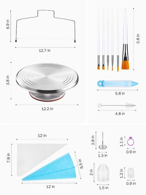 Photo 2 of Kootek 177 Pcs Cake Decorating Kits Supplies - Aluminium Alloy Revolving Cake Turntable, Numbered Cake Decorating Tips and Frosting Tools for Baking Cupcake Cookie Muffin Kitchen Utensils