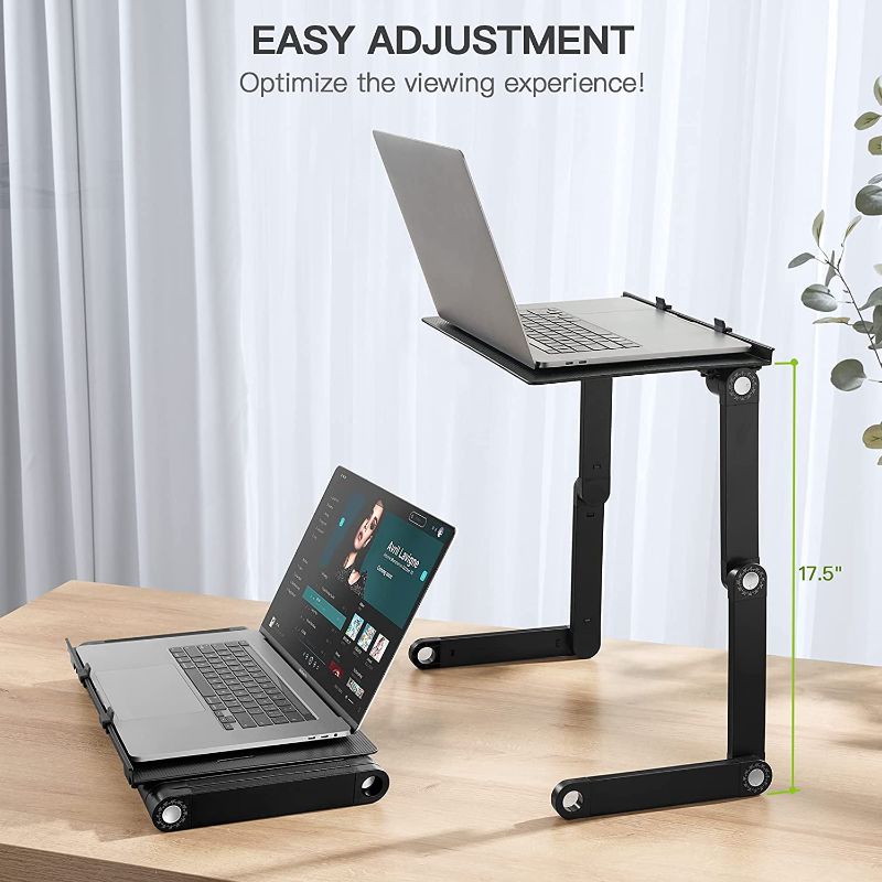 Photo 6 of HUANUO Adjustable Laptop Stand, Laptop Desk  Portable Laptop Table Stand with 2 CPU Fans, Detachable Mouse Pad, Ergonomic Lap Desk for Laptop, TV Bed Tray, Standing Desk