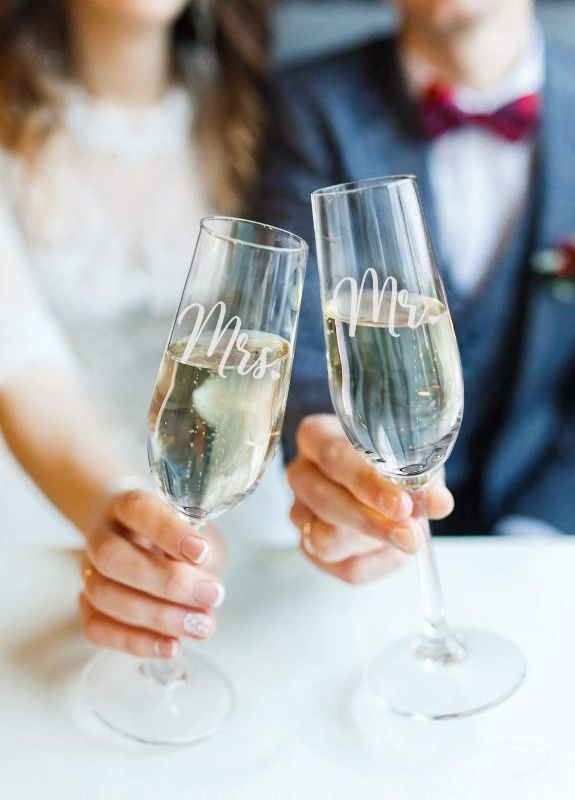 Photo 2 of Sweetzer & Orange Bride and Groom Champagne Glasses