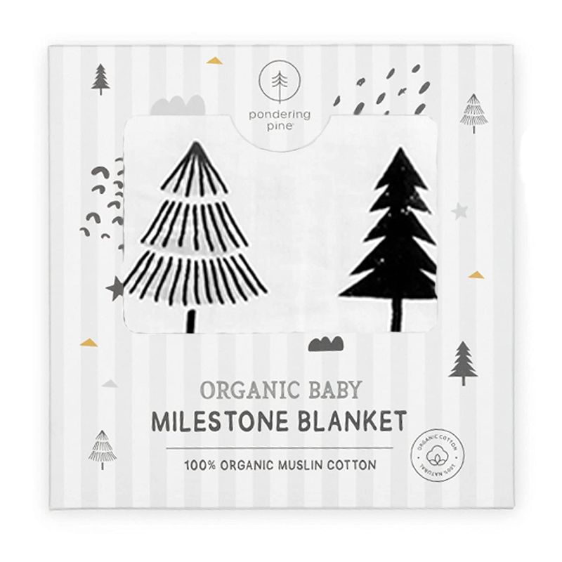 Photo 2 of Pondering Pine Organic Baby Monthly Milestone Blanket Boy - Baby Bear Blanket Months with Frame and Newborn Announcement Disc - Baby Boy Age Blanket for 1-12 Month Milestones, 47”x47”