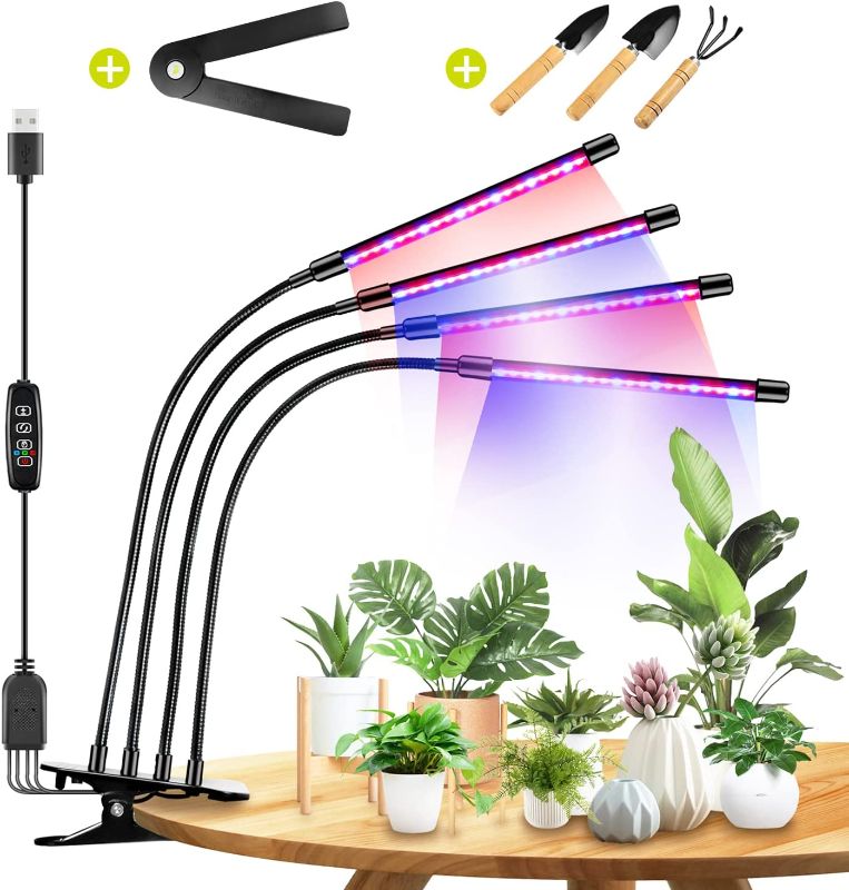 Photo 1 of SnapFresh Grow Light for Indoor Plants 4 Head LED Grow Light 360°Gooseneck Growing Lamp Strip w/ 3 Modes 9 Dimmable Brightness 3/9/12 H Timer, Red Blue White Floor Grow Lamp for Weed Plants