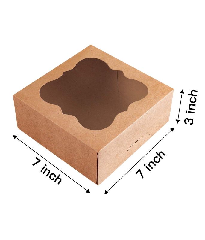 Photo 3 of 15-Pack 7"x7"x3"Brown Bakery Boxes with PVC Window for Pie and Cookies Boxes Medium Natural Craft Paper Cardboard Box,Pack of 15
