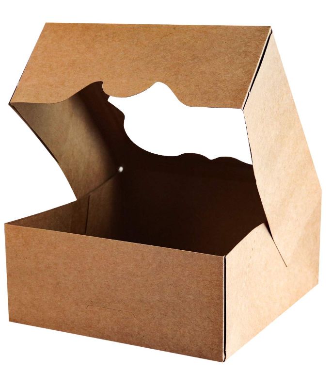 Photo 2 of 15-Pack 7"x7"x3"Brown Bakery Boxes with PVC Window for Pie and Cookies Boxes Medium Natural Craft Paper Cardboard Box,Pack of 15