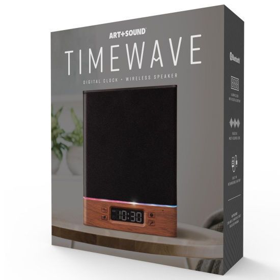 Photo 1 of ART SOUND TIME WAVE DIGITAL CLOCK WIRELESS SPEAKER WITH BLUETOOTH ALARM CLOCK REACTIVE MULTICOLORED LED BUILT-IN RECHARGEABLE BATTERY AND CHARGING CABLE NEW IN BOX $75