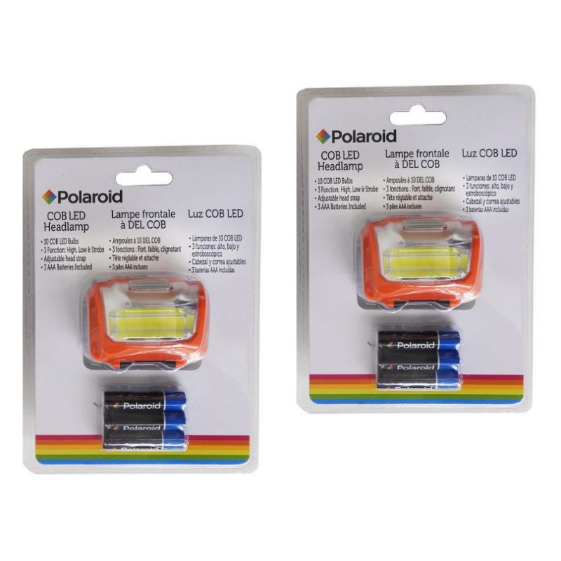 Photo 1 of 2 PACK POLAROID COB LED HEADLAMP COMES WITH 3-AAA BATTERIES COLOR ORANGE NEW IN PACKAGE 
$35
