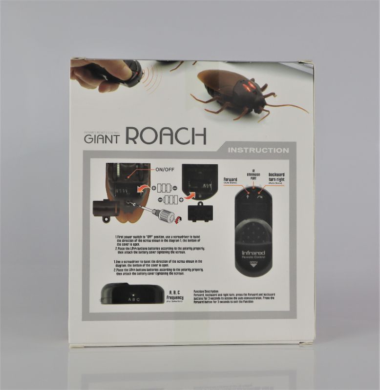Photo 1 of GIANT INFRARED ROACH REMOTE CONTROL TOY USES 6 LR44 BATTERIES 3 FREQUENCIES ON REMOTE A B AND C NEW $19.99