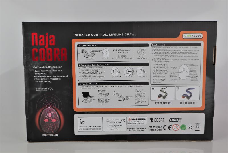 Photo 3 of NAJA COBRA SNAKE REALISTIC WITH SWINGING TAIL AND SLITHERING TONGUE USB CHARGEABLE CONTROLLER USES 3 LR44 BATTERIES NOT INCLUDED NEW IN BOX $20.99