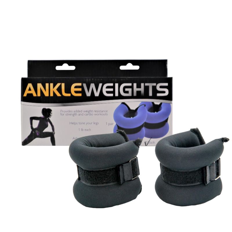 Photo 1 of ANKLE WEIGHTS PROVIDE WEIGHT RESISTANCE FOR STRENGTH AND CARDIO WORKOUTS ADJUSTABLE HOOK AND LOOP CLOSURE 1 LB EACH COLOR BLACK $34.99