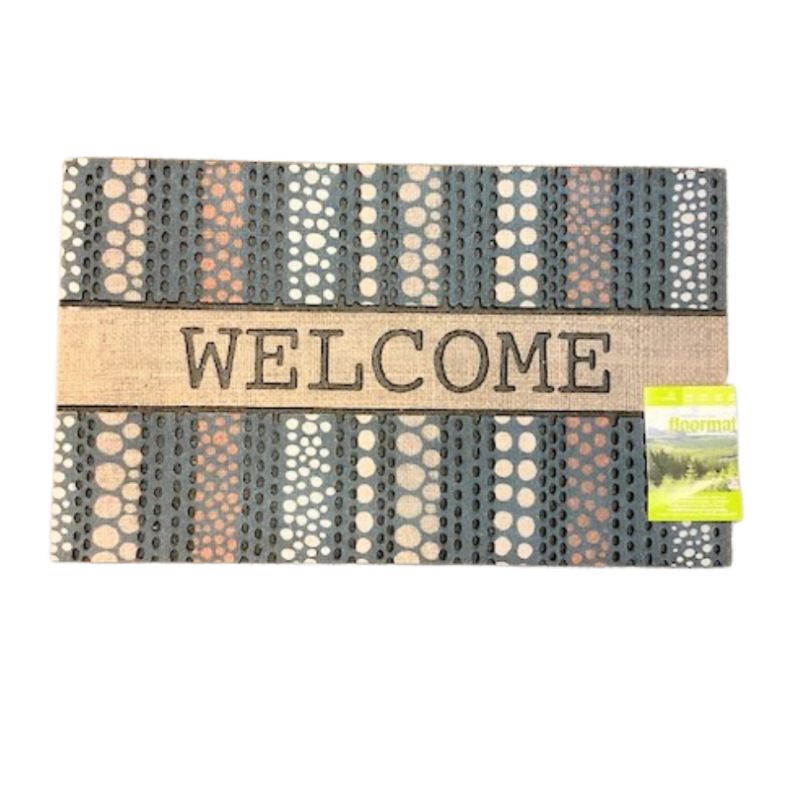 Photo 1 of WELCOME DOTS STANDARD 18IN X 30IN FLOORMAT 96 PERCENT RECYCLED RUBBER NEW $24.99 