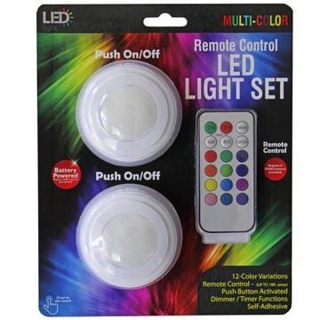 Photo 1 of REMOTE LED LIGHT SET CONTROL WITH PUSH LIGHTS OR CONTROLLER 12 VARYING COLORS LIGHTS REQUIRE 3 AAA BATTERIES NEW $8.98