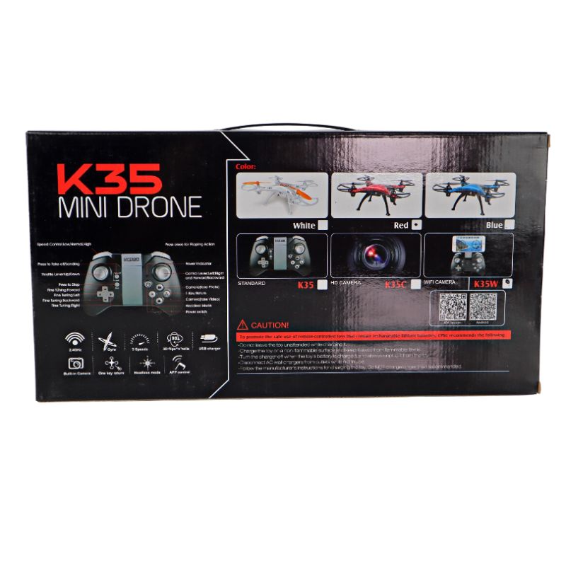 Photo 1 of BLUE KINGCO 6INCH K35 MINI DRONE WITH WIFI CAMERA LED LIGHTS ARE WHITE AND GREEN BATTERY 3.7V RECHARGEABLE NEW $175