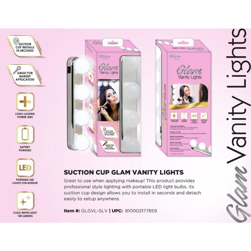 Photo 2 of GLAM VANITY LIGHTS PORTABLE BATTERY POWERED LED BULBS 120 LUMENS NEW $ 12.98