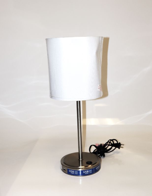 Photo 1 of SMALL LAMP WITH ENERGY SAVING BLUB USB PORT LAMP SHADE MINOR DENT NEW $15.98