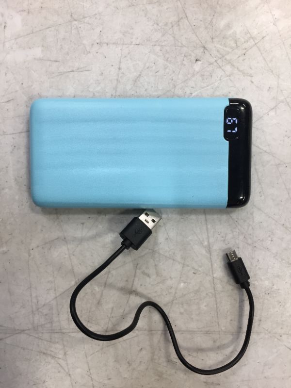 Photo 2 of 10000 MAH POWER BANK ULTRA THIN COMES WITH TWO USB PLUGINS CHARGES FOUR TIMES FASTER 21 AMPS LED BATTERY BLUE COLOR NEW $24.99