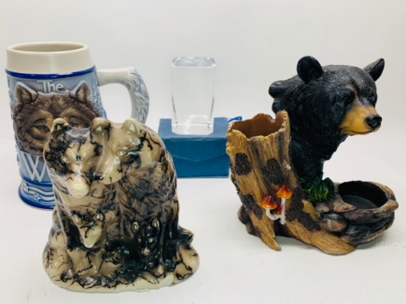 Photo 1 of 4 piece wolf and bear collectibles