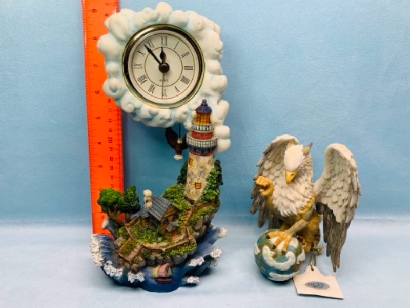 Photo 1 of 9 inch nautical clock and 5 inch  mythical figure 