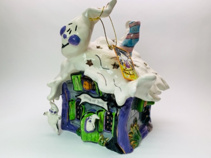 Photo 1 of Huge 11 inch blue sky clayworks  house of boos heather goldminc ceramic tea light holder 2009 never used