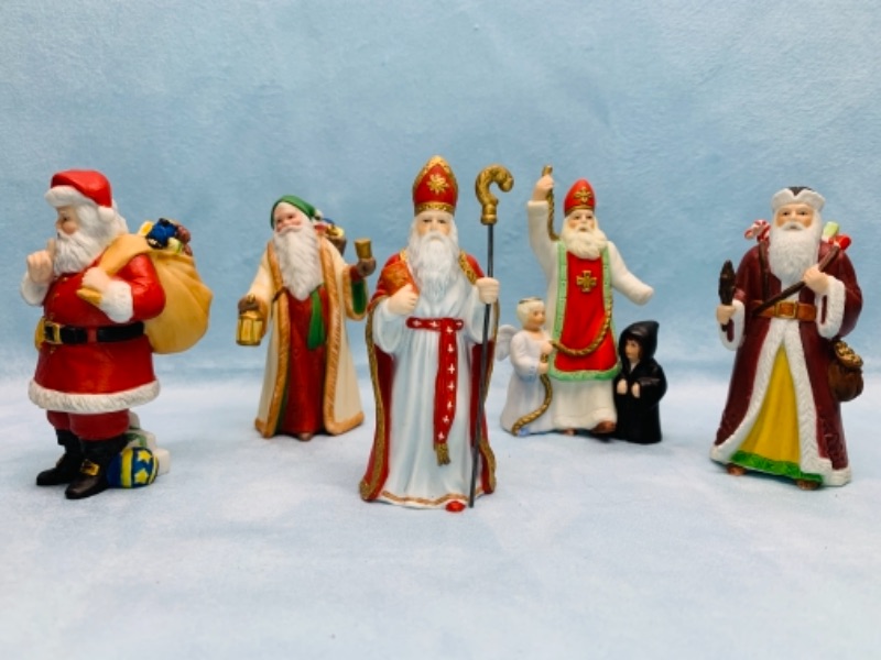 Photo 3 of Five 1994 Lenox memories of Santa porcelain figurines - 3 inches tall