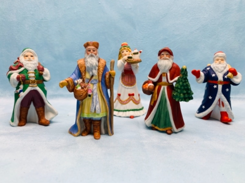 Photo 1 of Five 1994 Lenox memories of Santa porcelain figurines - 3 inches tall 