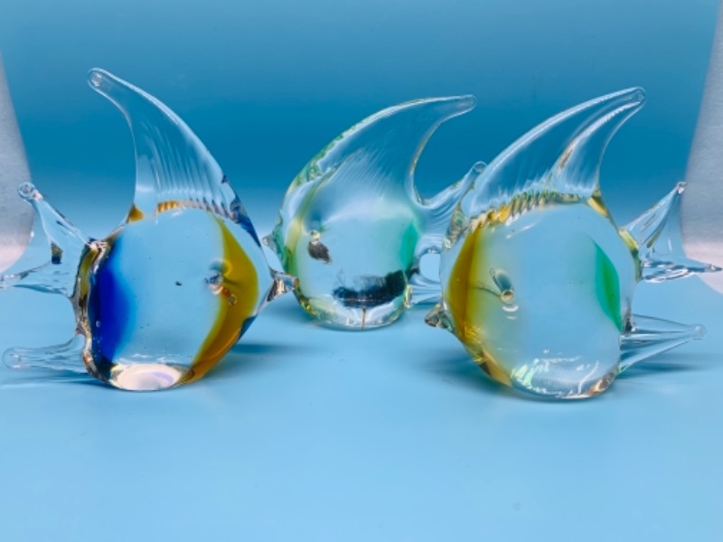 Photo 1 of Three 4 inch glass art fish figures 