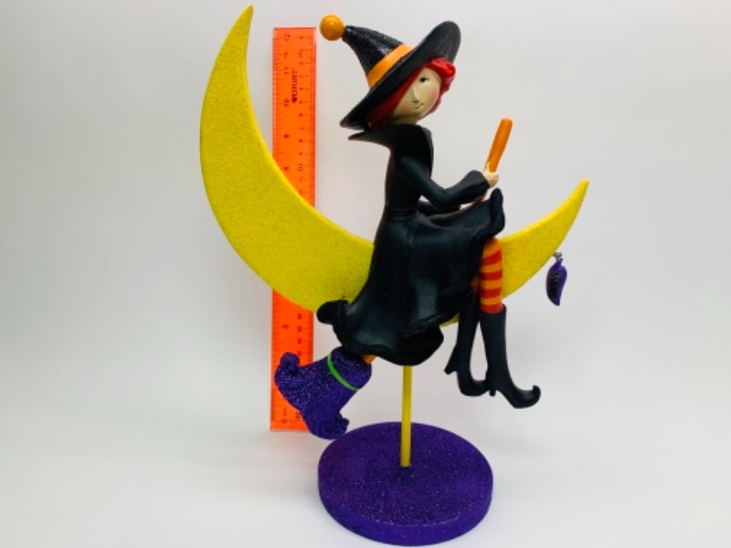 Photo 1 of 12 inch decorative witch on glittery moon 