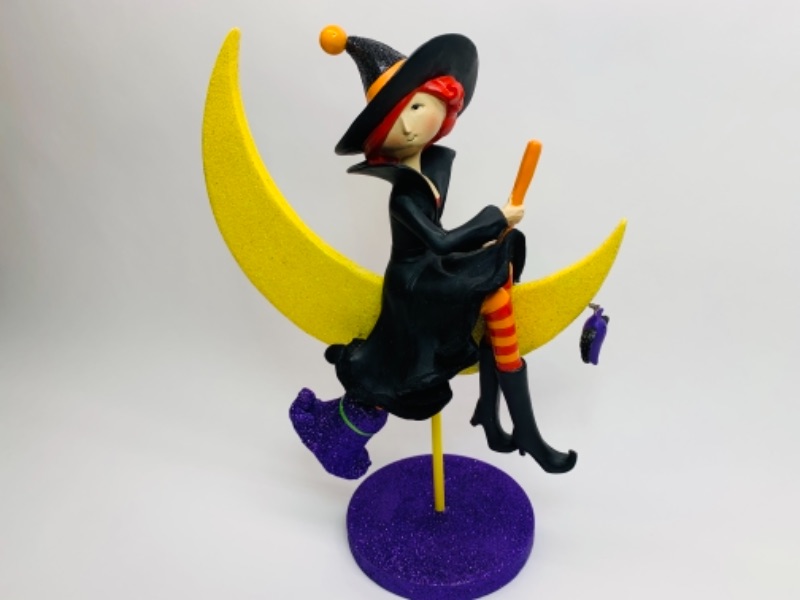 Photo 2 of 12 inch decorative witch on glittery moon 