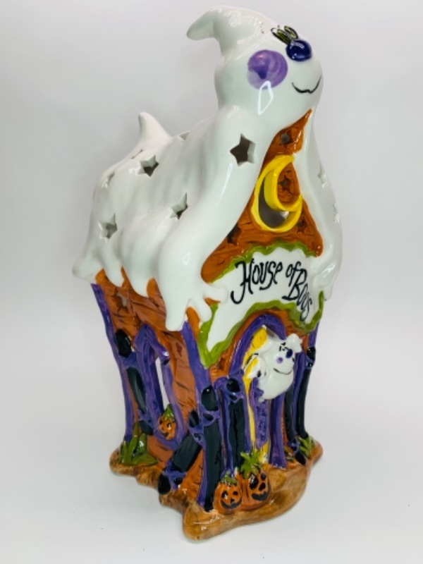 Photo 2 of 11 inch blue sky clayworks house of boos heather goldminc ceramic tea light holder 2010 never used 