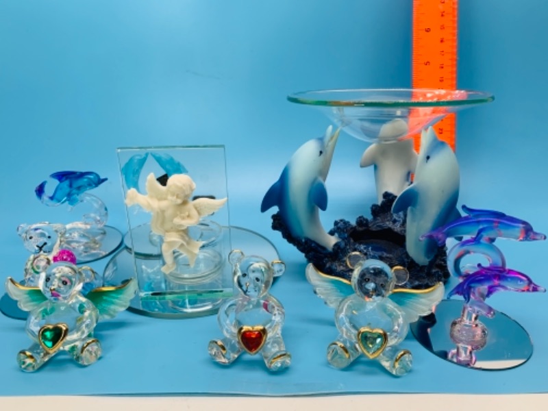 Photo 1 of 9 piece glass and plastic figures 