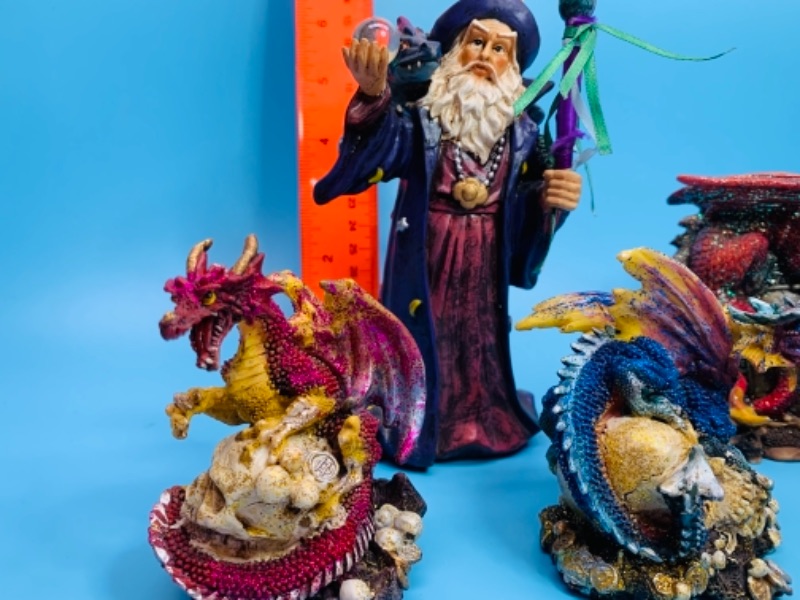 Photo 3 of 7 inch to 4 inch wizard and dragon figures 