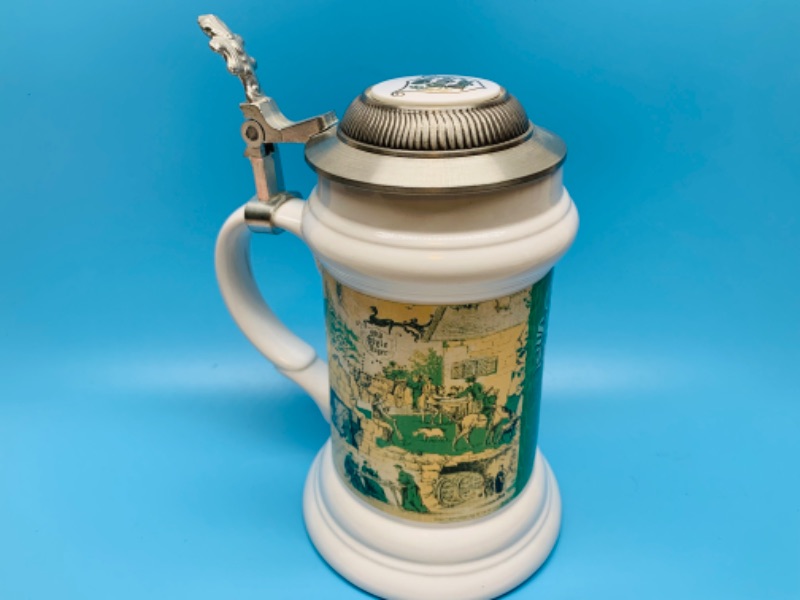 Photo 2 of 8 inch old style lager lidded beer stein 