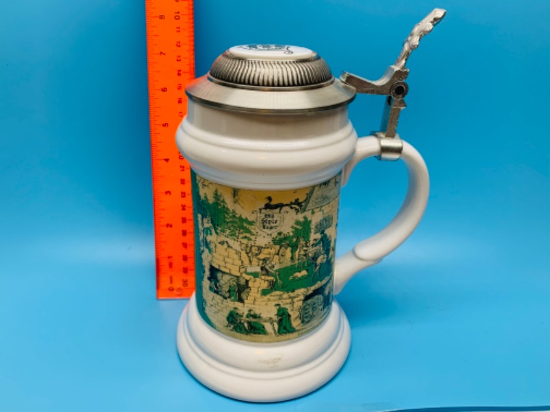 Photo 1 of 8 inch old style lager lidded beer stein 