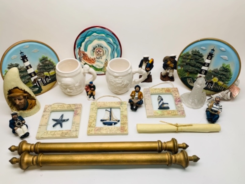 Photo 1 of 766043…19 pc nautical collectibles- one light missing