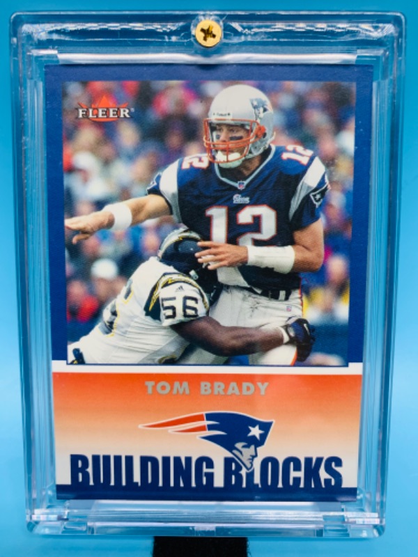 Photo 1 of 2002 fleer Tom Brady card 256 in hard plastic case 