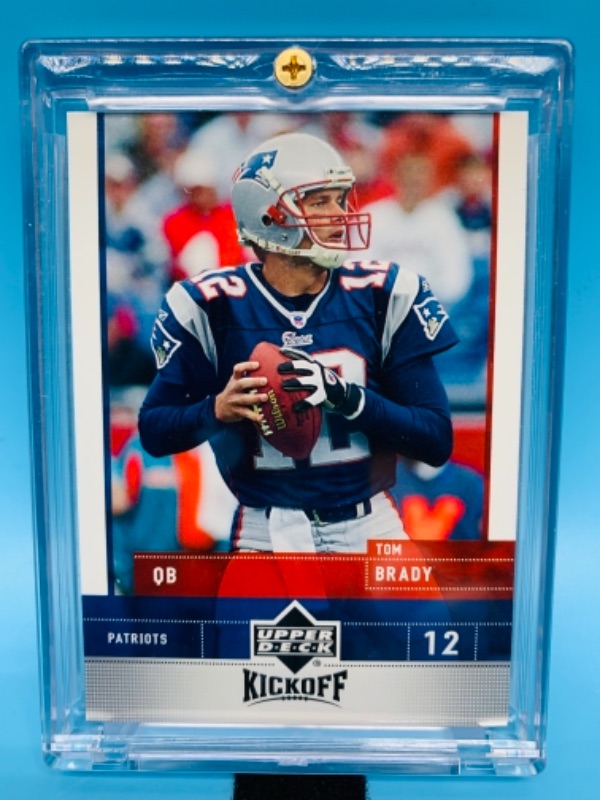 Photo 1 of 2005 upper deck Tom Brady card 52 in hard plastic case