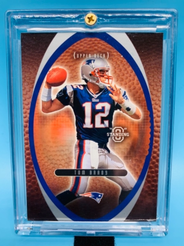 Photo 1 of 2003 upper deck Tom Brady oh standing card 12 in hard plastic case 