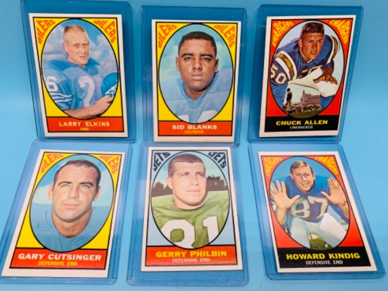 Photo 1 of 6 vintage 1967 pro football quiz cards in hard plastic sleeves 