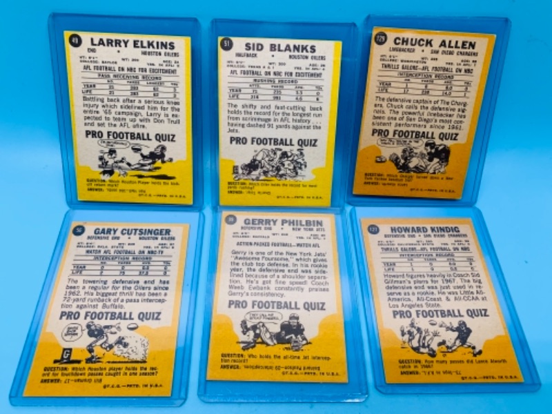 Photo 2 of 6 vintage 1967 pro football quiz cards in hard plastic sleeves 
